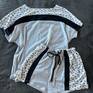 Gray and Black Polka Dot Lounge Set